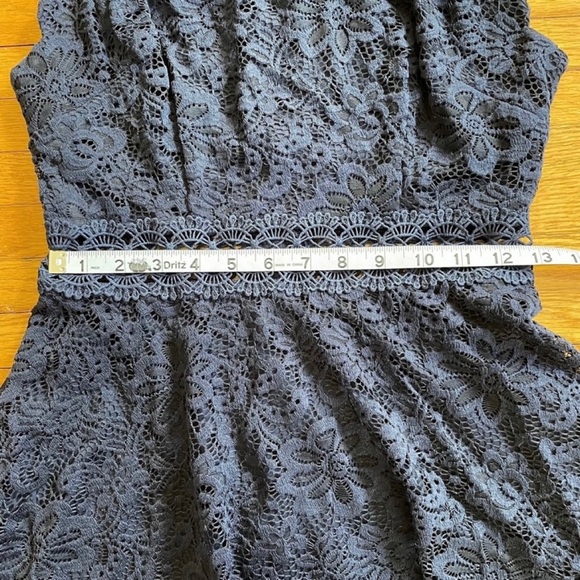 A. Byer Women’s Navy Blue Lace Halter Fit And Flare Mini Dress, Size 9 Juniors - Picture 12 of 12